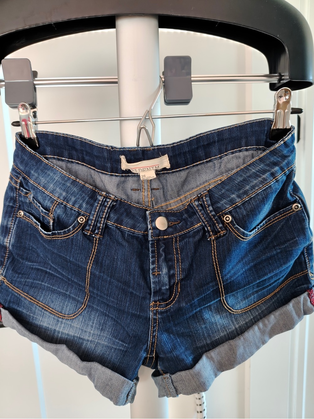 Forever 21 Dark Blue Rolled Hem Denim Shorts